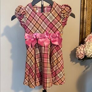 Bonnie Jean Pink and Brown Plaid Dress